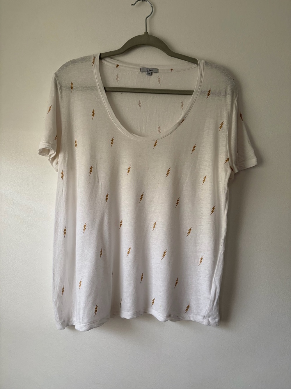 Rails Cream Short Sleeve Tee with Gold Lightning Bolts